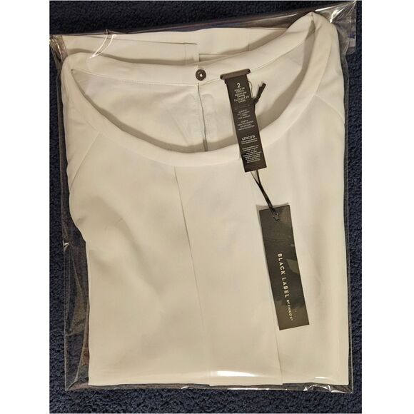 BLACK LABEL BY: CHICO'S Women's Size Lg. Cream Colored Pleated Dressy Blouse. - Picture 13 of 15